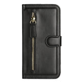 For Nokia C100 Multi Credit Card Holder Zipper Storage PU Leather Wallet Storage Pockets Double Flap Pouch Flip Stand Black Phone Case Cover