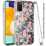 For Samsung Galaxy A03S Fashion Floral IMD Design Flower Pattern Hybrid Protective Hard PC Rubber TPU Slim Hard Back Shockproof  Phone Case Cover