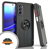 For Motorola Moto G 5G 2022 Ring Stand Holder Kickstand Hybrid Frosted Matte Soft TPU Hard PC Frame Shock-Absorption  Phone Case Cover