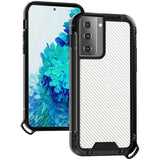 For Apple iPhone 13 Pro (6.1") Clear Matte Carbon Fiber Design Heavy Duty Shockproof Hybrid Armor Military Grade Drop Protection  Phone Case Cover