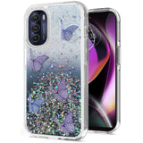 For Motorola Moto G Stylus 5G 2022 Butterflies Glitter Bling Shiny Sparkle Glittering Flake Hybrid Hard PC TPU Silicone  Phone Case Cover