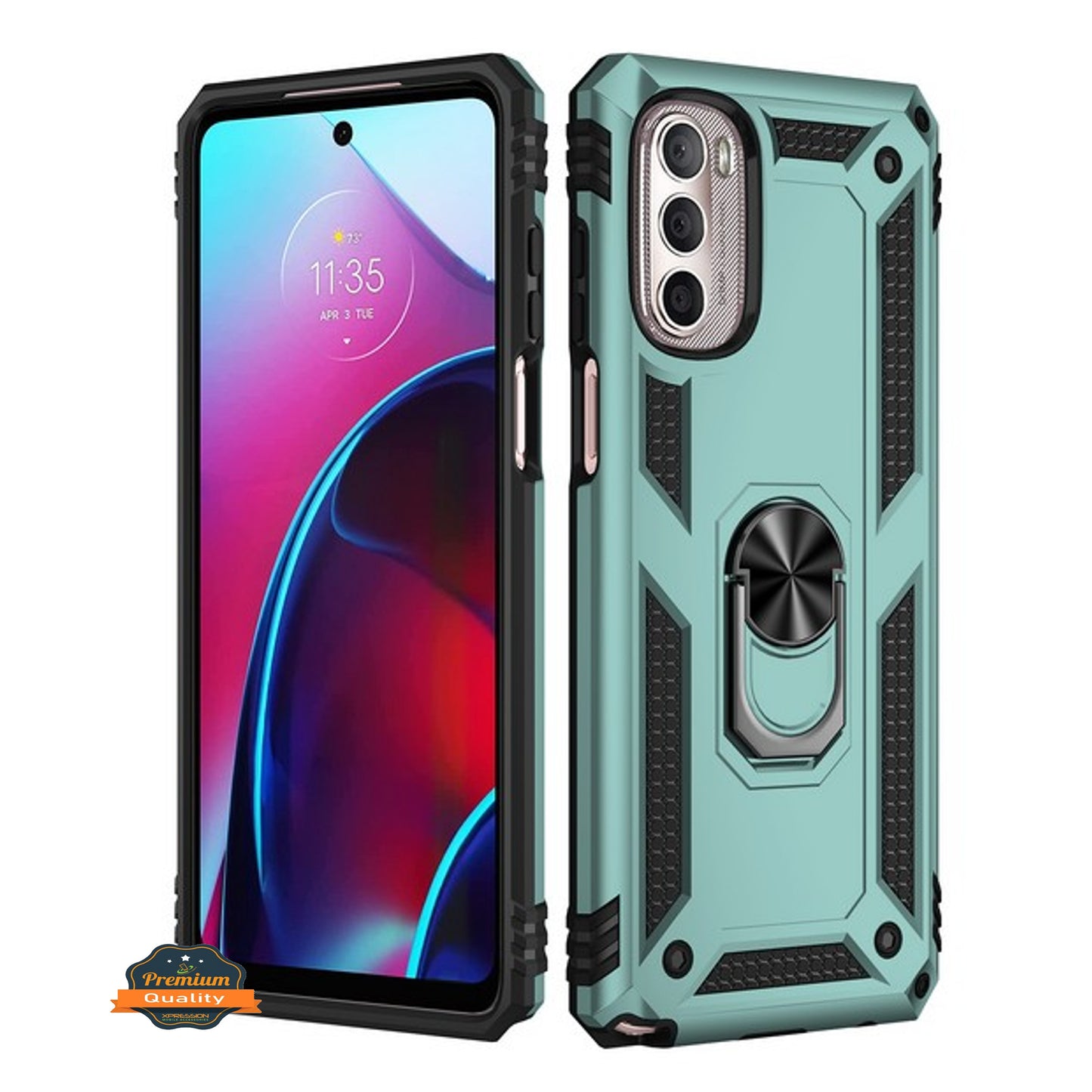 For Samsung Galaxy A03 Core Shockproof Hybrid Dual Layer PC + TPU with Ring Stand Metal Kickstand Heavy Duty Armor Shell  Phone Case Cover