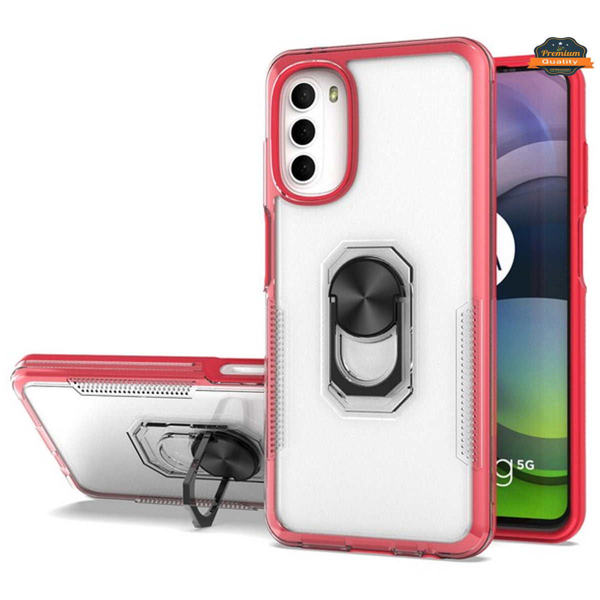 For Samsung Galaxy A23 5G Transparent Hybrid PC Magnetic Ring Stand (work with Car Mount) Detachable Frame Bumper  Phone Case Cover