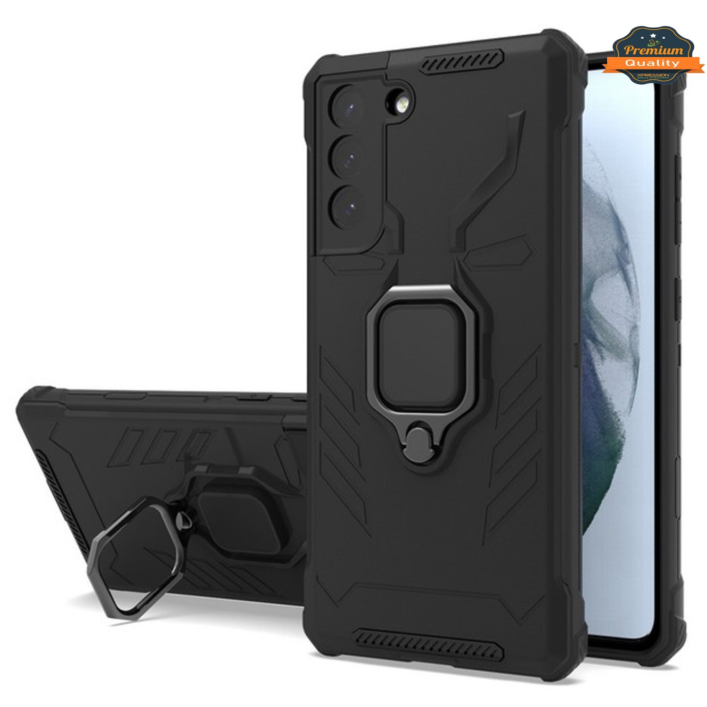 For Samsung Galaxy S20 FE /Fan Edition Shock-Proof Case with Kickstand Ring Holder Texture Rugged Hybrid Dual Layer  Phone Case Cover