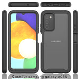 For Samsung Galaxy A03S (2022) Hybrid Clear Shockproof Dual Layer Protection Hard Rugged PC TPU Silicone Bumper Frame Back Clear Black Phone Case Cover