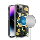 For Apple iPhone 13 Pro Max (6.7") Hybrid Flower Design Stylish Fashion Hard MagSafe Compatible Shockproof  Phone Case Cover