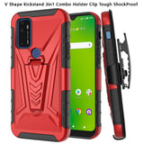 For Cricket Dream 5G 3 in 1 Rugged Swivel Belt Clip Holster Heavy Duty Tuff Hybrid Armor Rubber TPU with Kickstand Stand  Phone Case Cover