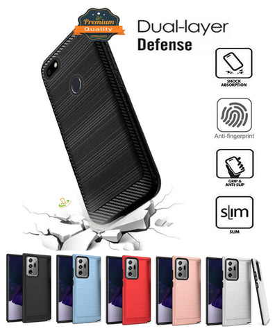 For Samsung Galaxy A13 5G Armor Brushed Texture Rugged Carbon Fiber Design Shockproof Dual Layers Hard PC + TPU Protective  Phone Case Cover