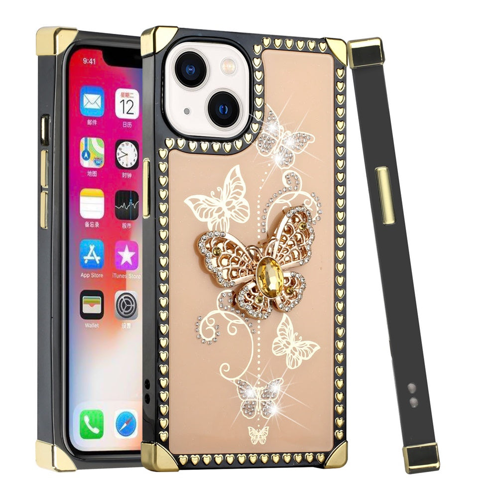 For Apple iPhone 13 Pro Max Case, Glitter Cute Phone Case Girls with  Kickstand,Bling Diamond Rhinestone Bumper Ring Stand Sparkly Luxury Clear  Thin