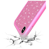 For Apple iPhone 13 (6.1") Glitter Sparkle Bling Shinny Hybrid Slim Rhinestone 2 in 1 Hard PC & Soft TPU Rugged Protective  Phone Case Cover
