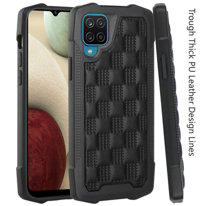 For Apple iPhone 13 (6.1") PU Leather Design Lines Hybrid PC Hard Shockproof Armor Shell Bumper Soft Rubber Protection  Phone Case Cover