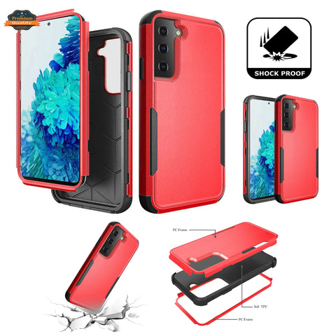 For Apple iPhone 11 (6.1") Hybrid Rugged Hard Shockproof Drop-Proof with 3 Layer Protection, Military Grade Heavy-Duty Red Phone Case Cover