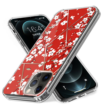 For Apple iPhone 14 (6.1") Fashion Art Floral IMD Design Beautiful Flower Pattern Hybrid Hard TPU Slim Back  Phone Case Cover
