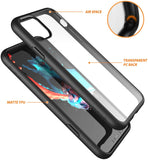 For Apple iPhone 13 Mini (5.4") Hybrid Slim Crystal Clear Transparent Shock-Absorption Bumper TPU + Hard PC Back Frame Black Phone Case Cover