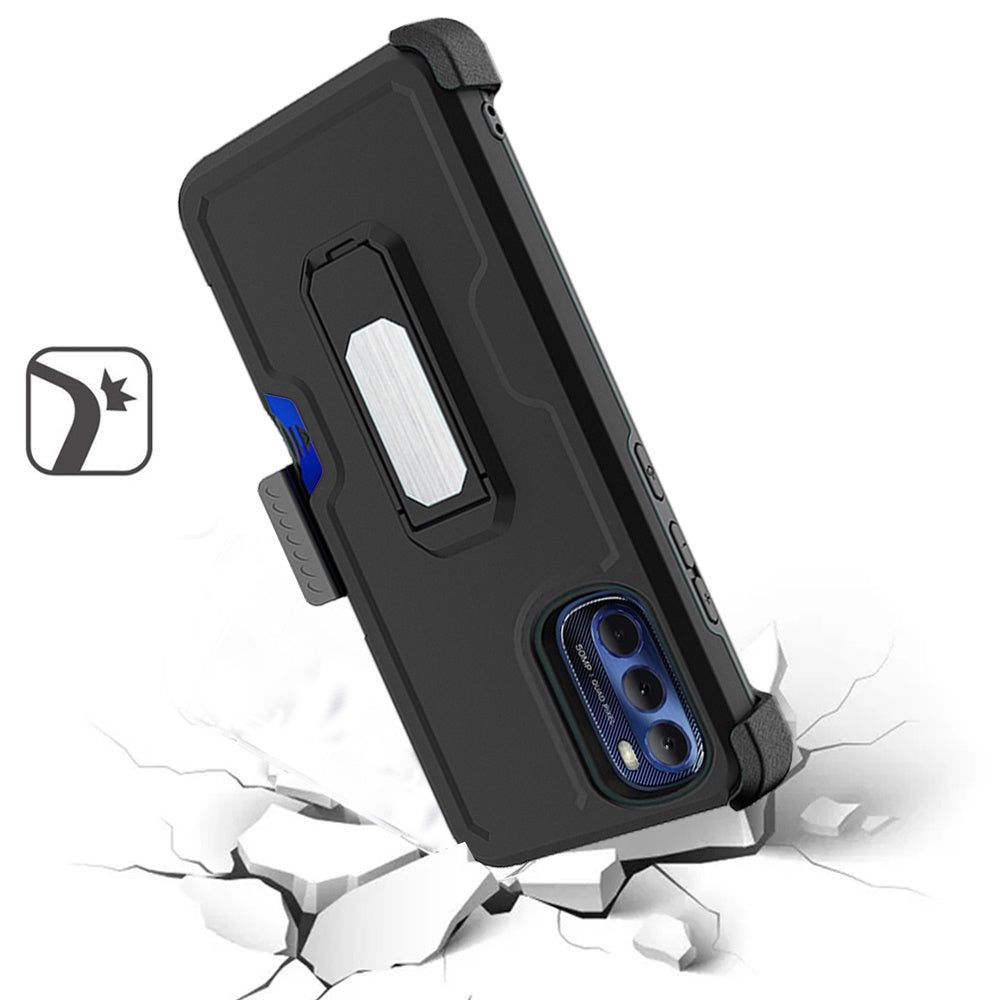 For Apple iPhone 14 Pro (6.1") Armor Belt Clip with Card Holder ID Slot, Holster, Kickstand Protective Heavy Duty Hybrid  Phone Case Cover