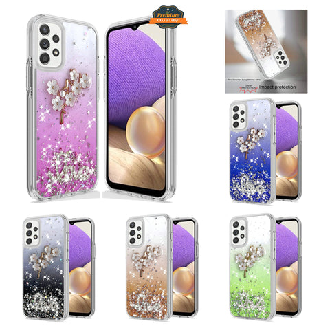 For TCL Revvl V Plus 5G (T-Mobile) Cute Bling Glitter Iridescent Love Floral Ornament Slim TPU Hybrid Sparkle Stars Shockproof  Phone Case Cover