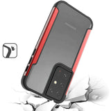 For Samsung Galaxy A02s Hybrid Aluminum Alloy Metal Clear Transparent Back PC TPU Bumper Shockproof Red Phone Case Cover