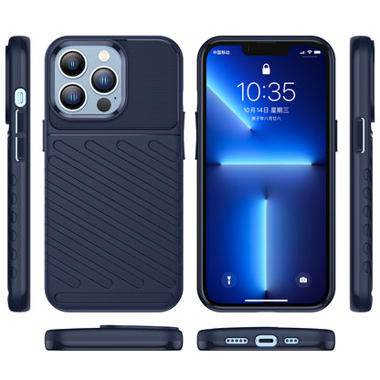 For Apple iPhone 14 Pro Max (6.7") Rugged Hybrid Silicone Gel TPU Bumper Texture Shockproof Anti Slip Protective Stylish  Phone Case Cover