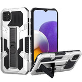 For Samsung Galaxy A22 5G Hybrid Tough Rugged [Shockproof] Dual Layer Protective with Kickstand Military Grade Hard PC + TPU Silver Phone Case Cover