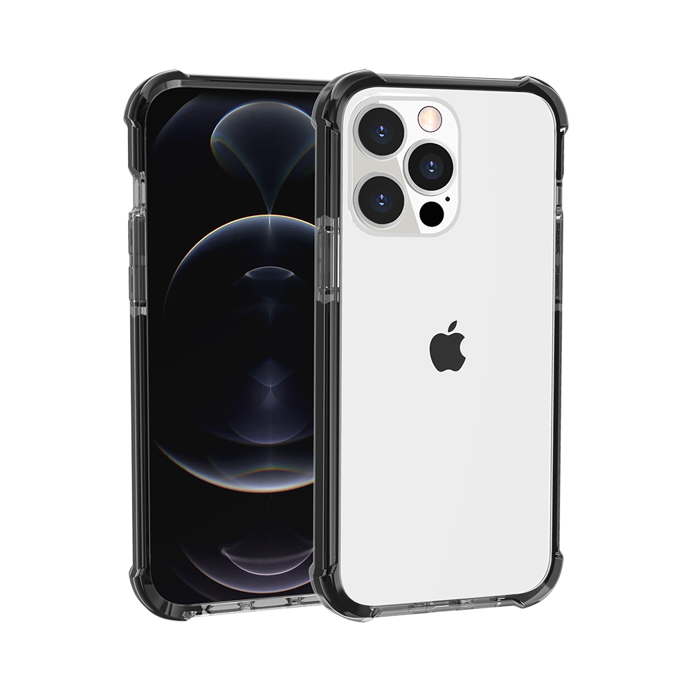 For Apple iPhone 12 Pro Max (6.7") Slim Hybrid Transparent Rubber Gummy Gel Hard PC Silicone TPU Color Bumper Frame  Phone Case Cover