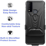 For LG Velvet 5G Belt Clip Holster Dual Layer Shockproof with Clip On & Kickstand Heavy Duty Full Body 3in1 Hybrid Black Phone Case Cover
