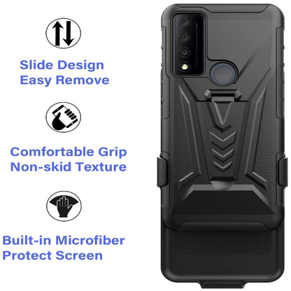 For Apple iPhone 14 (6.1") Belt Clip Holster Shockproof with Clip On & Kickstand Heavy Duty 3in1 Hybrid Black Phone Case Cover