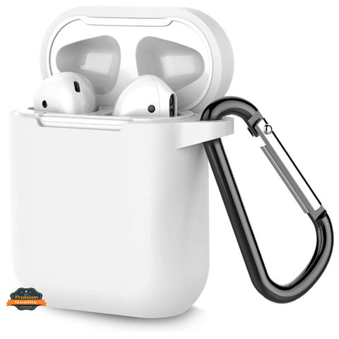 For Apple AirPods 2 & 1 Full Protective Silicone TPU Skin Accessories with Keychain [Front LED Visible] Hybrid Shockproof Clear