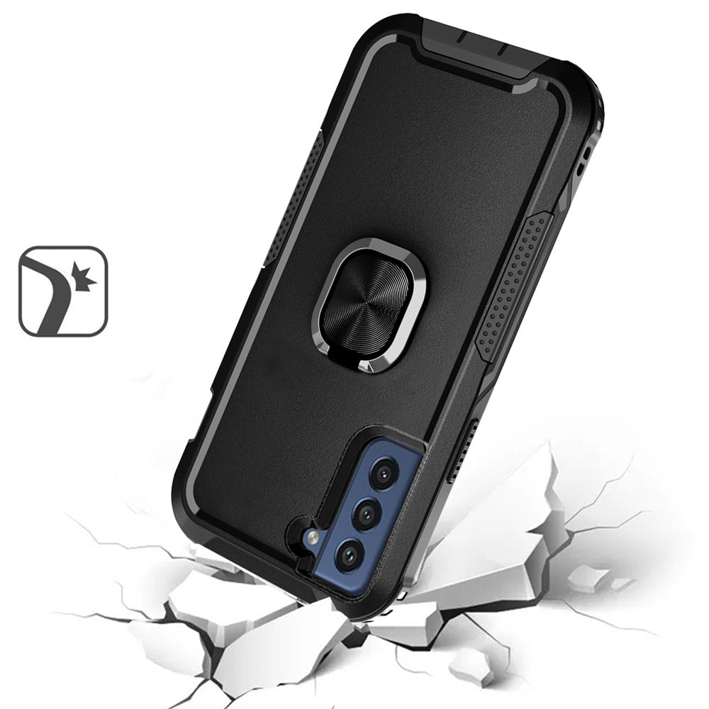 For Apple iPhone 14 (6.1") Heavy Duty 3in1 Magnetic Ring Kickstand Hybrid Shockproof Military-Grade Drop Protection  Phone Case Cover