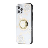 For OnePlus Nord N20 5G Diamond Bling Sparkly Glitter Ornaments Hybrid with Ring Kickstand Rugged Fashion White Good Luck Floral Phone Case Cover