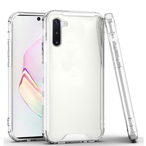 For Samsung Galaxy Note 10 Colored Shockproof Transparent Hard PC + Rubber TPU Hybrid Bumper Shell Thin Slim Protective Clear Phone Case Cover