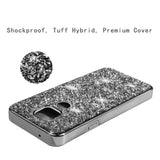 For Apple iPhone 13 Pro (6.1") Bling Rhinestone Diamond Shiny Glitter Hybrid Bumper Dual Layer Rugged Shell Hard PC TPU Rubber  Phone Case Cover