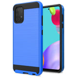 For Samsung Galaxy A71 5G Hybrid Rugged Brushed Metallic Design [Soft TPU + Hard PC] Dual Layer Shockproof Armor Impact Slim Blue Phone Case Cover