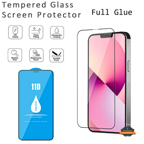 For Apple iPhone 14 (6.1") Screen Protector Full Glue High Grade Alumina Tempered Glass Transparent Curved Screen Full Coverage Clear Screen Protector