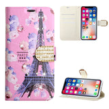 For Apple iPhone SE 2022 /SE 2020/8/7 Design PU Leather Wallet Case 3D Diamond Bling Buckle with Credit Card Slot, Pouch Flip  Phone Case Cover