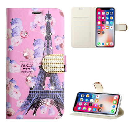For Motorola Moto G Pure Design Pattern PU Leather Wallet Case 3D Diamond Bling Buckle with Credit Card Slot & Stand Pouch Flip  Phone Case Cover