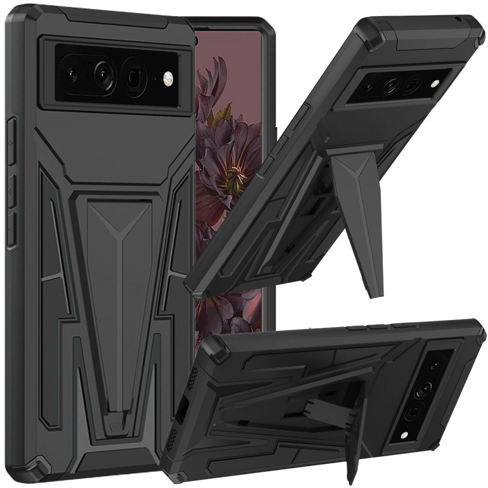 For Google Pixel 7/ 7 Pro Heavy Duty Protection Hybrid Built-in Kickstand Rugged Shockproof Military Grade Dual Layer Hard PC  Phone Case Cover
