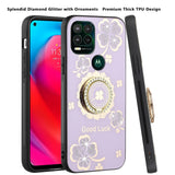 For Motorola Moto G Pure Diamond Bling Sparkly Glitter Ornaments Engraving Hybrid Armor with Ring Stand Holder Rugged Fashion  Phone Case Cover