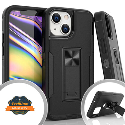 For Apple iPhone 14 (6.1") Military Grade Full-Body Rugged with Kickstand Hybrid Heavy Duty Support Car Mount Holder  Phone Case Cover