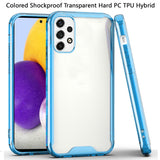 For Samsung Galaxy A73 5G Colored Shockproof Transparent Hard PC + Rubber TPU Hybrid Bumper Shell Thin Slim Protective Clear Phone Case Cover