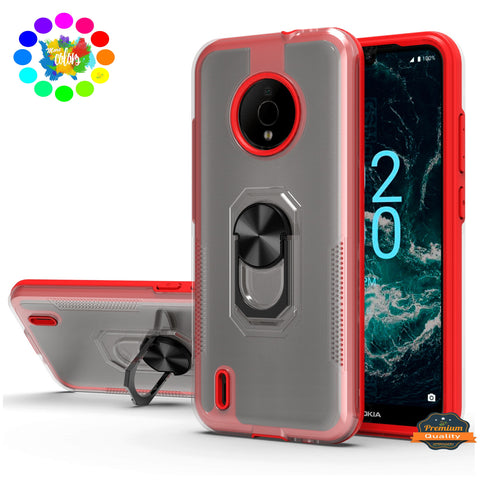 For Nokia G400 5G Clear Transparent Armor Rugged Defender Shockproof Hybrid with Ring Holder Kickstand  Phone Case Cover