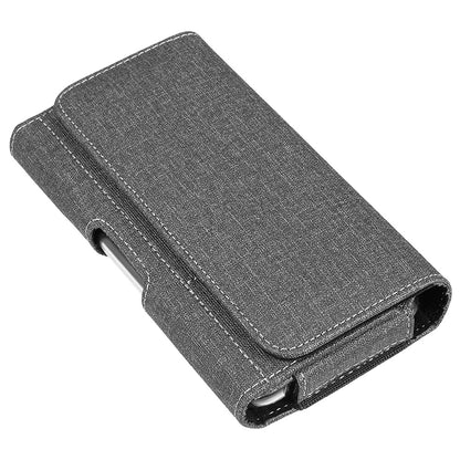 For Nokia C200 Universal Horizontal Cell Phone Fabric Pouch Holster Carry Case with Credit Card Slots & Belt Clip Loop (Size 6.3") [Black]
