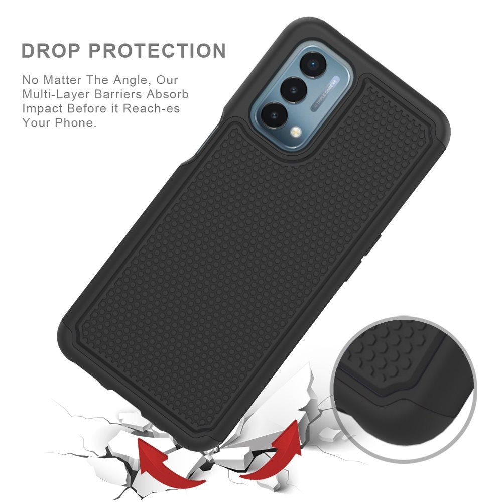 For OnePlus Nord N200 5G Textured Hybrid Tuff Shockproof Rugged Hard PC & Silicone TPU Anti-Slip Dual Layer Protective Bumper  Phone Case Cover