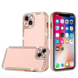 For Apple iPhone SE 3 (2022) SE/8/7 All Around 3D Diamonds Rhinestone Chrome Frame TPU Shiny Bling Glitter  Phone Case Cover