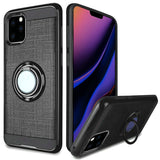 For Apple iPhone 13 Pro (6.1") Hybrid Ring Stand Brushed with 360 Rotating Ring Magnetic Bracket Dual Layer TPU Armor Texture Rugged  Phone Case Cover