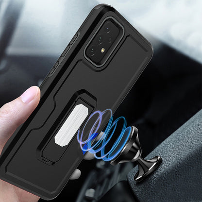 For Samsung Galaxy A23 5G Armor Belt Clip with Credit Card Holder ID Slot, Holster, Kickstand Protective Heavy Duty Hybrid Black Phone Case Cover