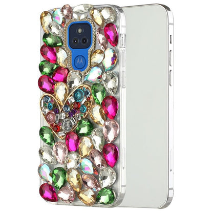 For Samsung Galaxy S21 Ultra Bling Clear Crystal 3D Full Diamonds Luxury Sparkle Rhinestone Hybrid Protective Colorful Heart Phone Case Cover