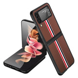 For Samsung Galaxy Z Flip 3 5G Fabric PU Leather Flip Hybrid Shockproof Hard PC Shell TPU Ultra Thin Slim Durable Protective  Phone Case Cover