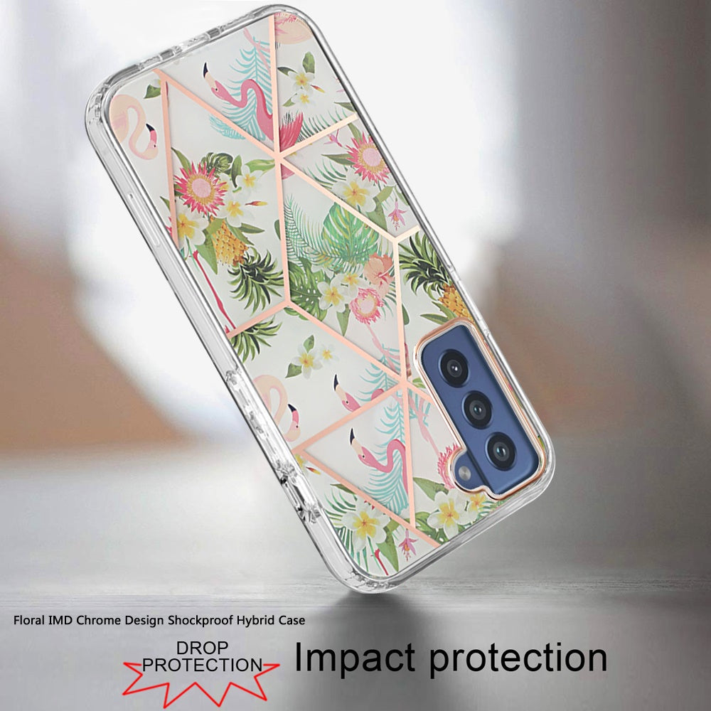 For Samsung Galaxy S22 Ultra Fashion Floral IMD Design Flower Hybrid Protective Hard Rubber TPU Slim Back Shockproof  Phone Case Cover