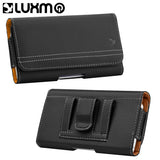 For Universal Horizontal PU Leather Cell Phone Holster Case with Belt Clip Pouch and Belt Loop [Magnetic Closure] for Apple iPhone Samsung Galaxy LG Moto All Mobile phones Size 7" Black Phone Case Cover