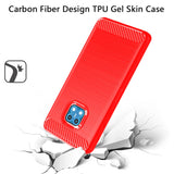 For Nokia XR20 Carbon Fiber Design Slim Fit Silicone Soft Skin Flexible Lightweight TPU Gel Rubber Absorbing Rugged Brushed Red Phone Case Cover